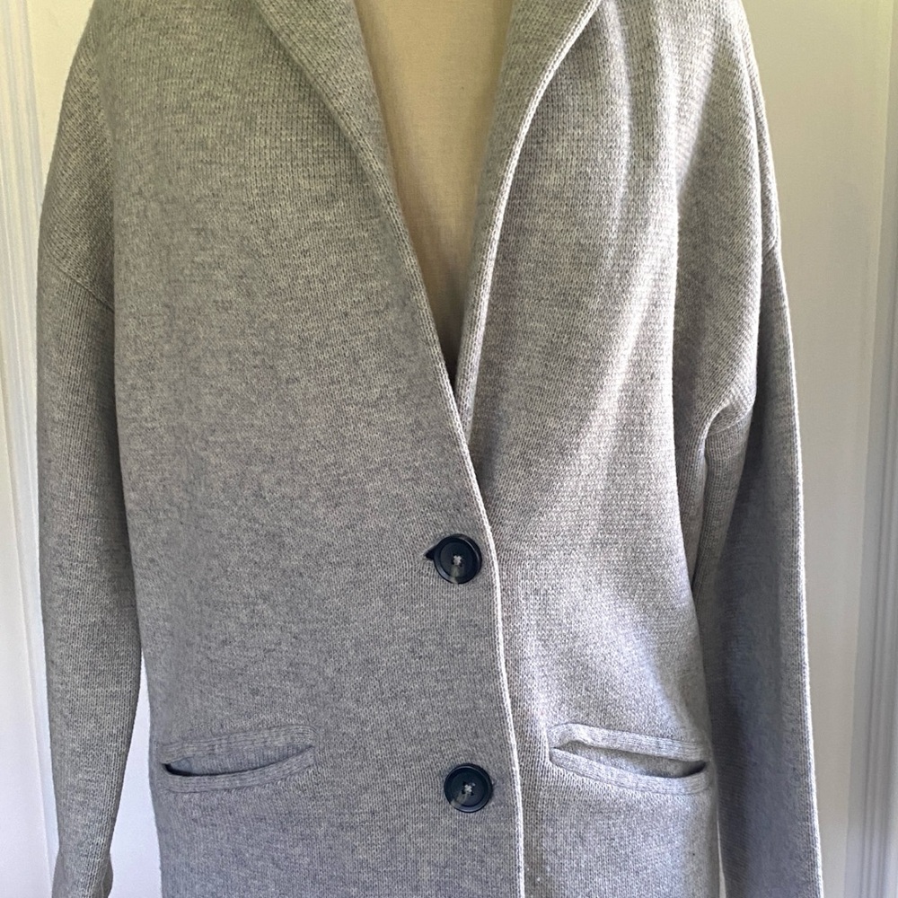 Madewell Coatigan blazer Light Gray Button-Up Jacket 100% wool Medium